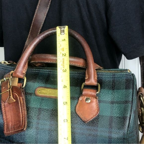 MRALPH LAUREN Black Watch Plaid Crossbody Duffle Shoulder Boston Doctor Bag 25cm - Picture 11 of 17